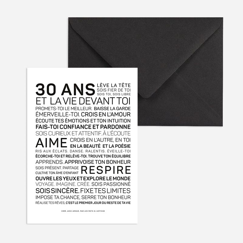 Carte d'Anniversaire Maxi Format avec Enveloppe - 30 ans - Jour de